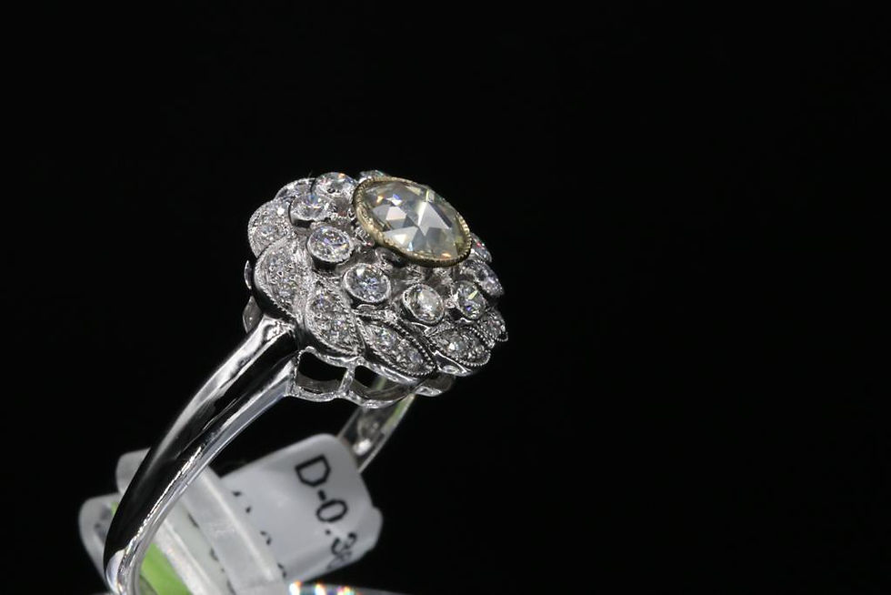 Thumbnail: Antique Reproduction 18k Gold Diamond Ring
