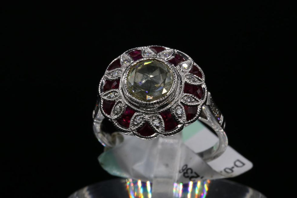 Thumbnail: Antique Reproduction 18k Gold Diamond Ring
