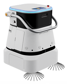 Robo-Prowler Elite C20 autonomous floor scrubber — front three-quarter view with side brushes