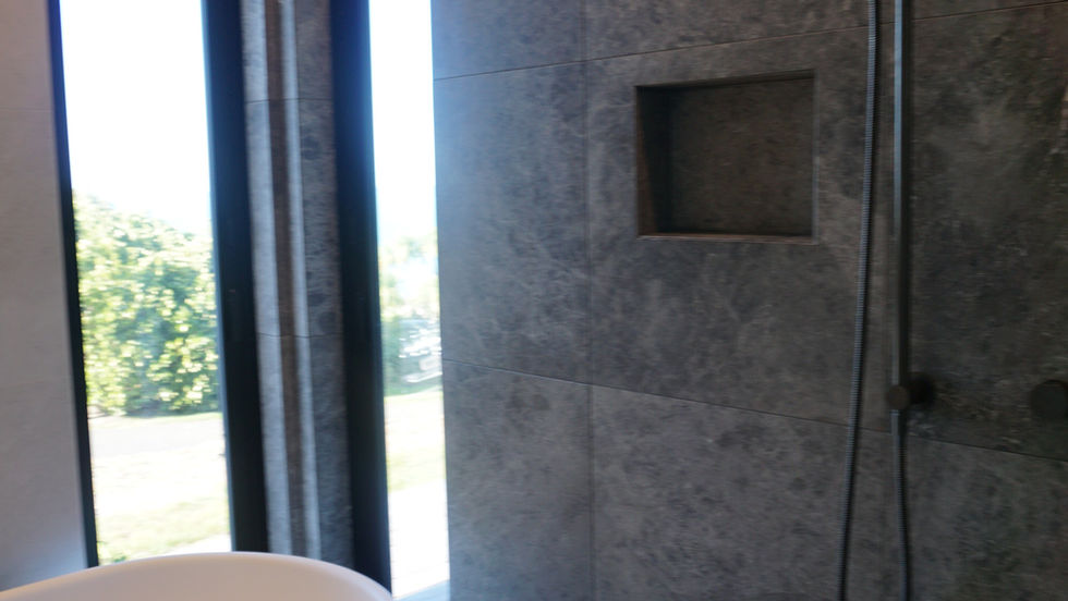 Wainui Gisborne, Master Ensuite, Dk Grey Limestone, Underfloor Heating, Certified Waterproofing