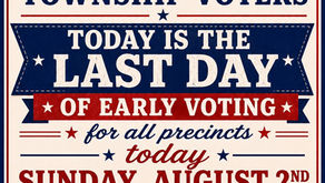 Early Voting Notice for Sunday, August 2nd