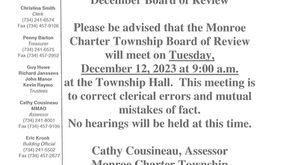 Board Of Review Notice for 12/12/2023