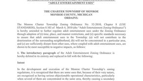 Proposed "Adult Entertainment Uses" Ordinance