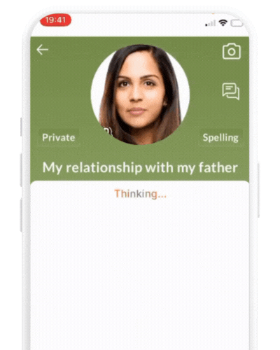 Mobile app screen having conversation to record family stories.