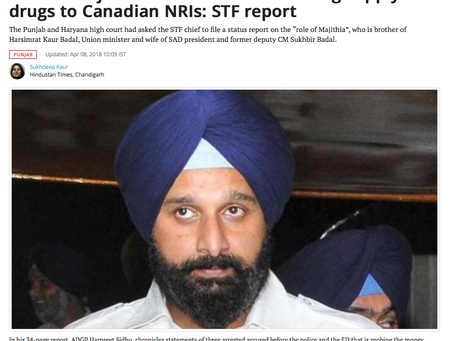 Bikram Majithia had a role in facilitating supply of drugs to Canadian NRIs- STF report