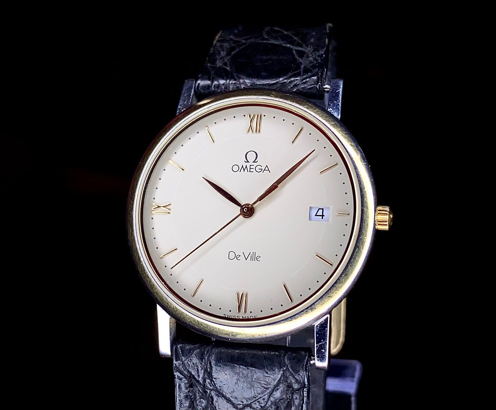Thumbnail: 1991 Omega De-ville Quartz 33mm dress watch Steel  Gold plated bezel 196 2430