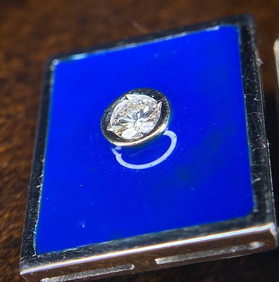 Thumbnail: 1940s Mappin and Webb 18ct White Gold, Blue enamel and diamond Cufflinks