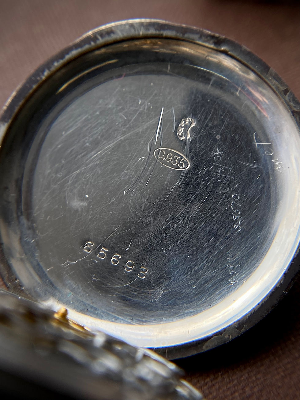Thumbnail: 1920s Türler enamel dial Silver cased crown monopusher chronograph, Valjoux 23