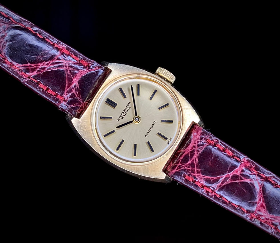 Thumbnail: 1976 IWC automatic ladies 18ct gold watch, sunburst bezel, box & papers