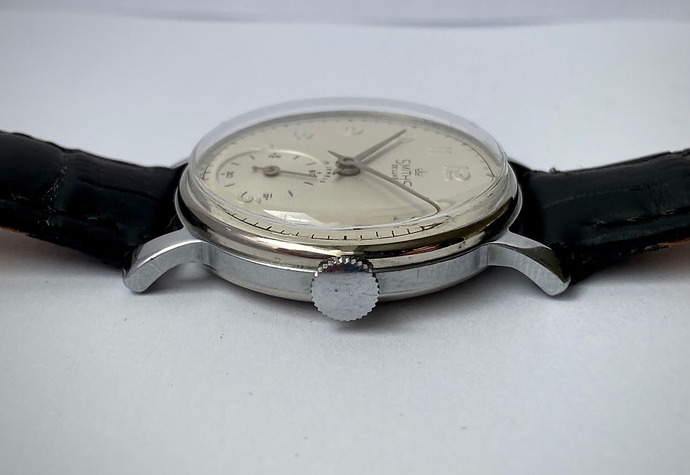 Thumbnail: 1954 Smiths De Luxe Flared lug watch Dennison case ref A222 Smiths cal 400