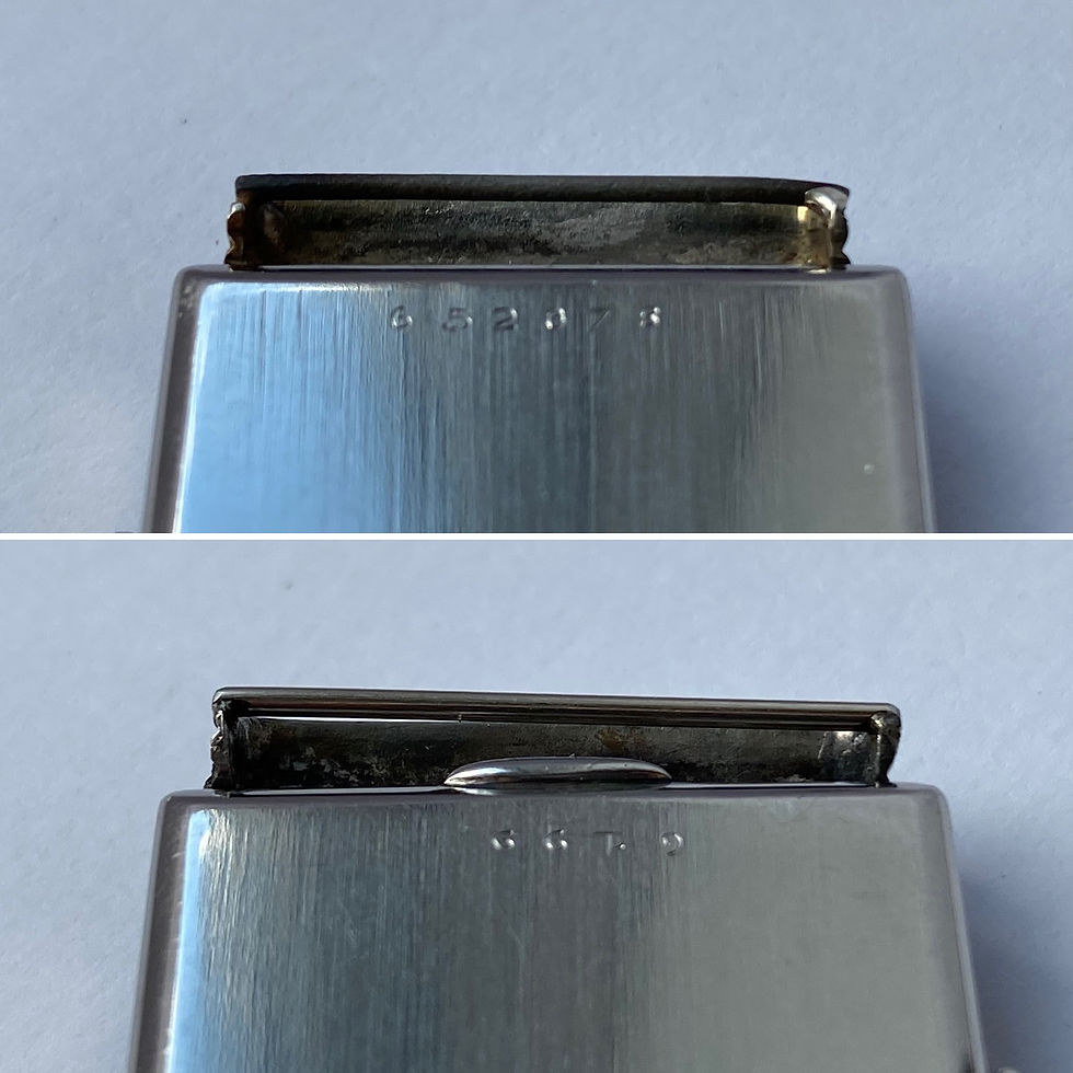 Thumbnail: 1937 Universal Geneve Hooded lug Steel Tank Bauhaus black dial ref 6199