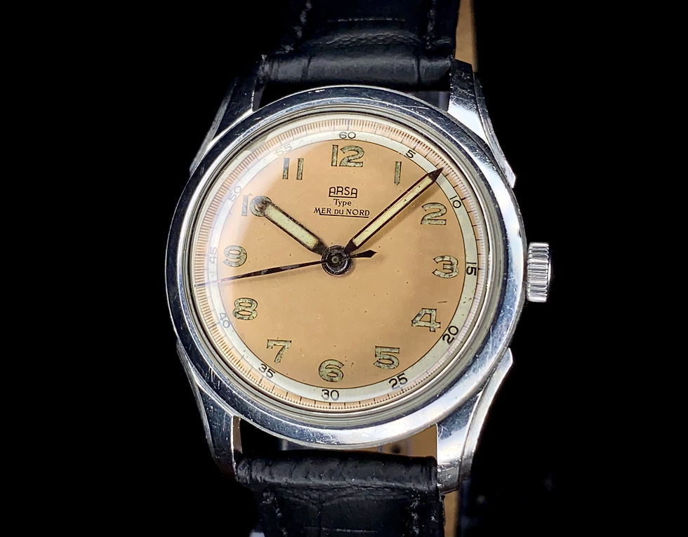 Thumbnail: 1950s Arsa Type Mer Du Nord Salmon dial bumper watch Auto Auguste Reymond
