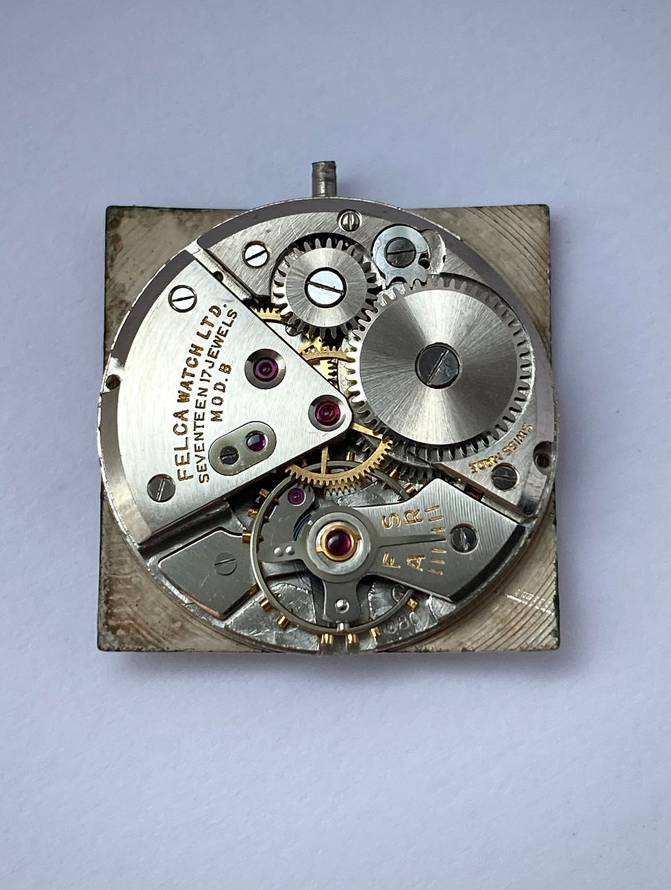 Thumbnail: 1950s Felca Waterproof Clamshell Square Steel watch ref 4066 ETA 1080 serviced