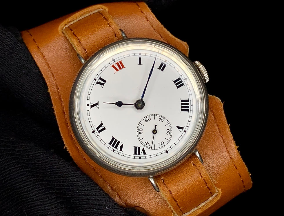 Thumbnail: WW1 1917-18 oversized Louis Wengi Hermetic Trench watch coin edge bezel 35mm