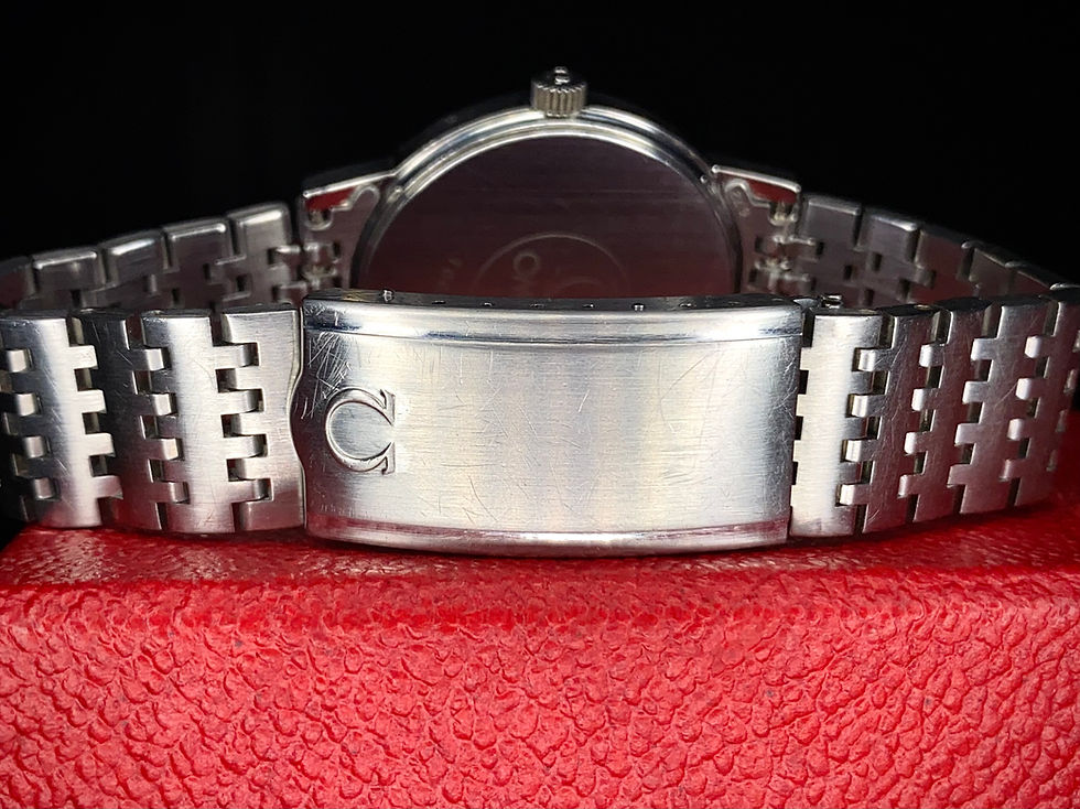 Thumbnail: 1980s Omega Steel manual wind dress watch Ref 136.0104, 1193 bracelet, cal 1030