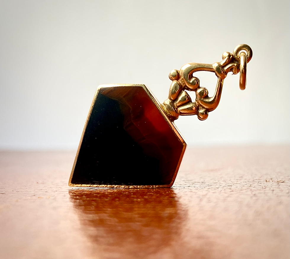 Thumbnail: 1998 Sheffield 9ct gold David Scott Walker Pendant Red & Yellow Agate Day Night