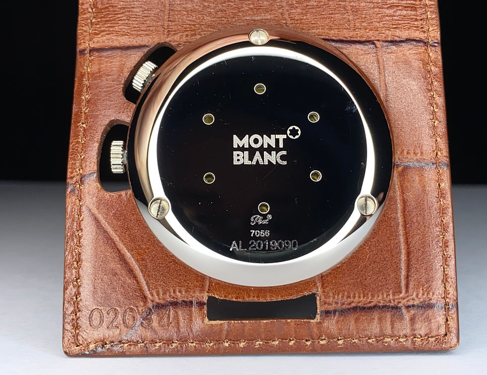 Thumbnail: Montblanc Leather Travel alarm clock ref 9677 M29419 Palladium plated