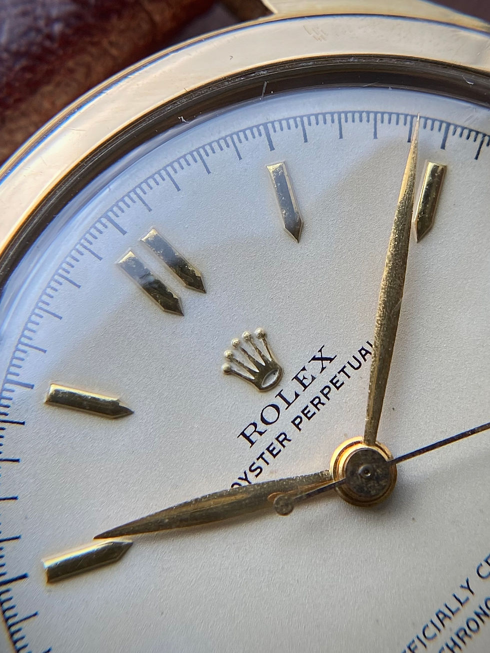 Thumbnail: 1952 Rolex Oyster Perpetual Chronometer 18ct gold ref 6084 no-lume pencil marker