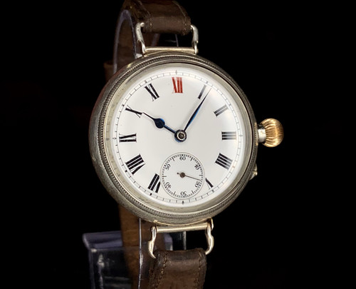 1912 Longines Baume Co Silver Borgel cased trench watch swivel