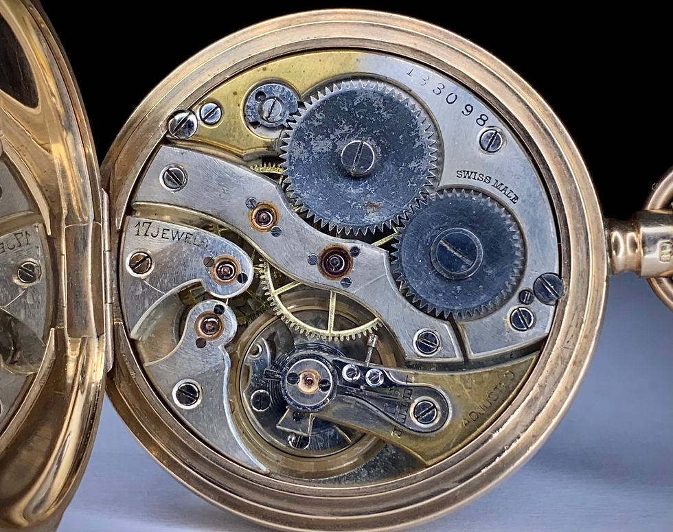 Thumbnail: 1912 9ct rose gold pocket watch 17 jewel movement, Bristol Gaol Ferry man 1935