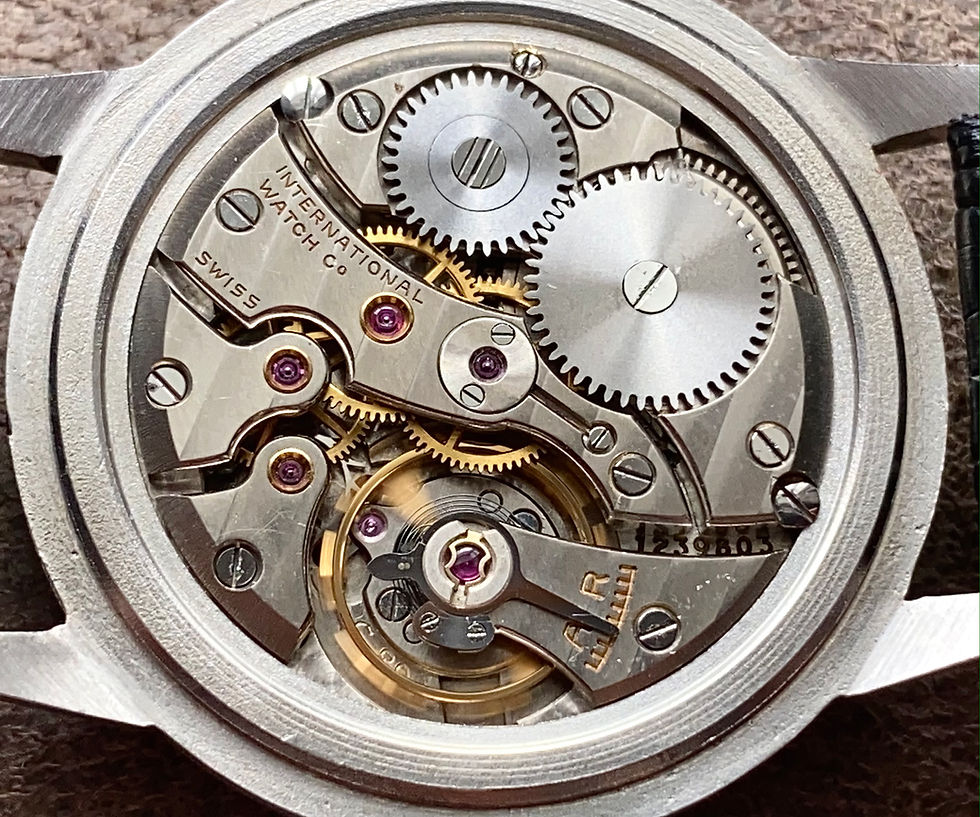Thumbnail: 1950s IWC black dial stainless steel dress watch, IWC cal 89, Refurbished dial