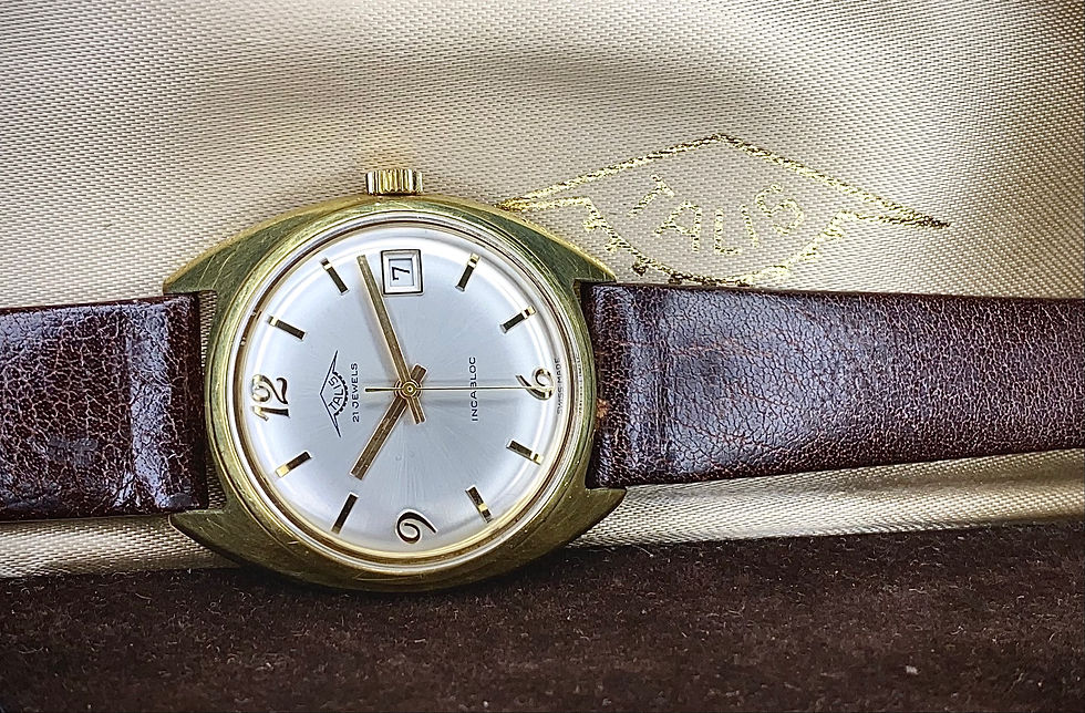 1970s Talis gold plated dress watch, NOS with box, high grade ETA 2408 movement