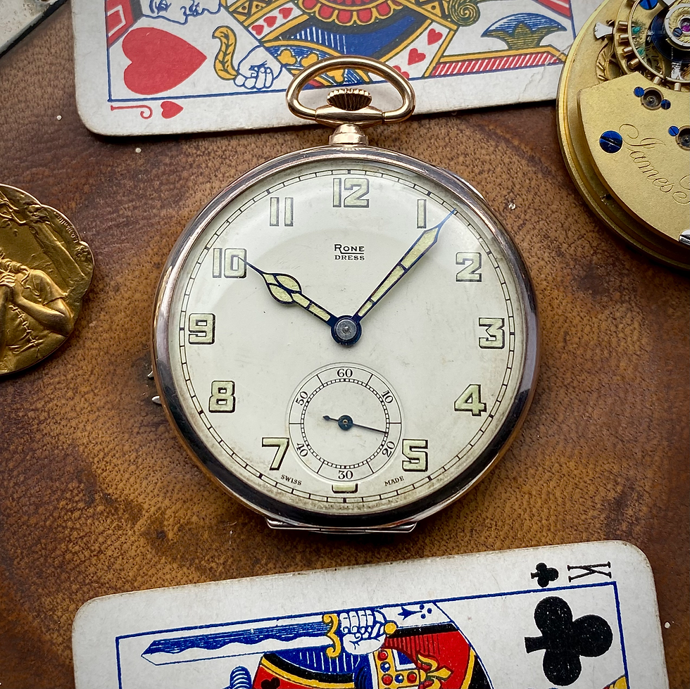 1933 Rone Dress pocket watch Silver Dennison double cased Rone 18.220