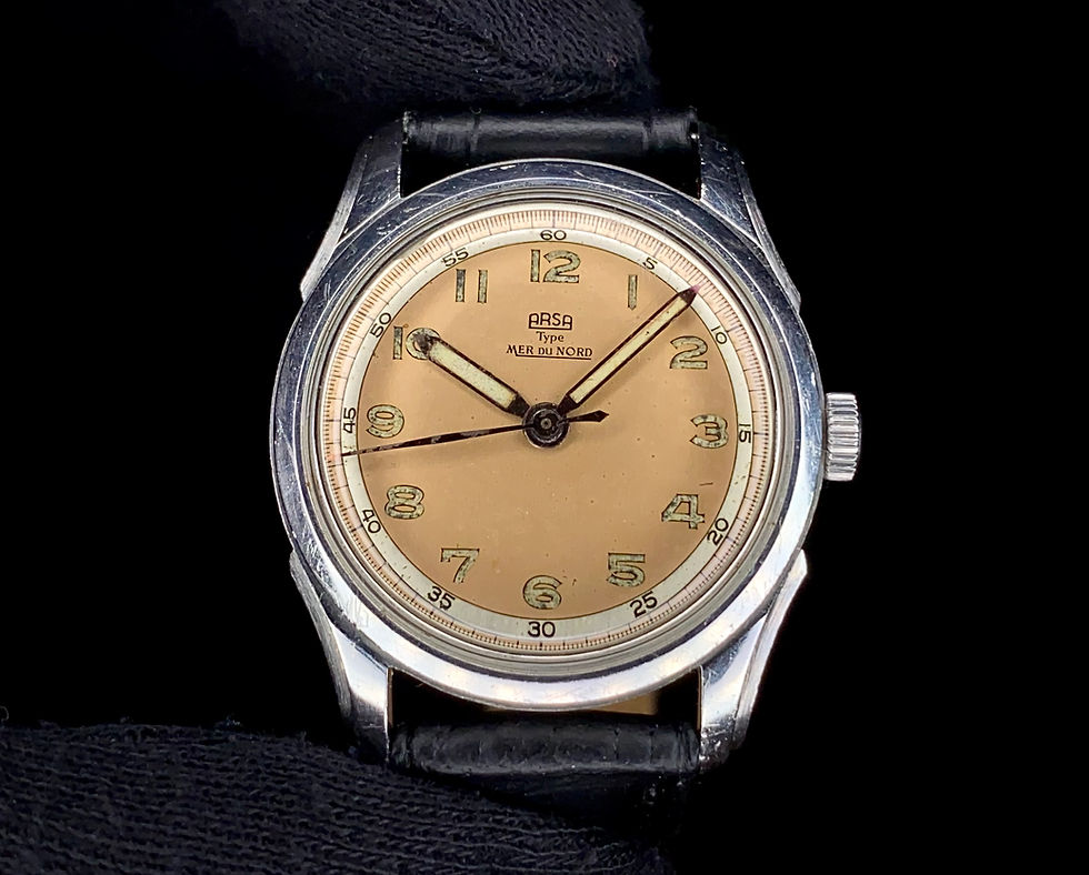 Thumbnail: 1950s Arsa Type Mer Du Nord Salmon dial bumper watch Auto Auguste Reymond