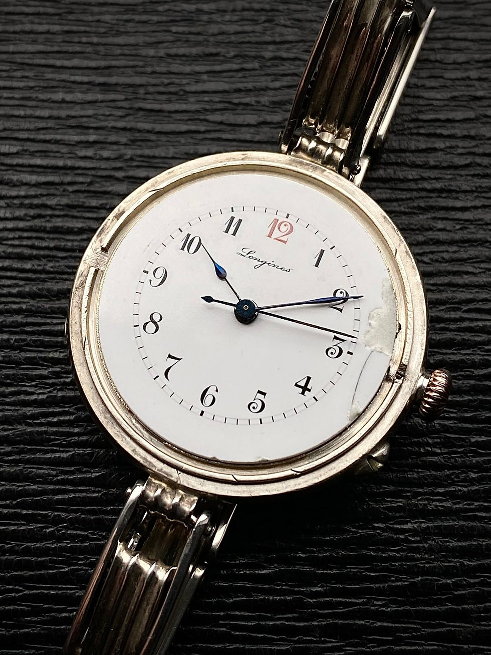 Thumbnail: Important 1911 Longines Silver enamel dial central second watch Longines 13.56