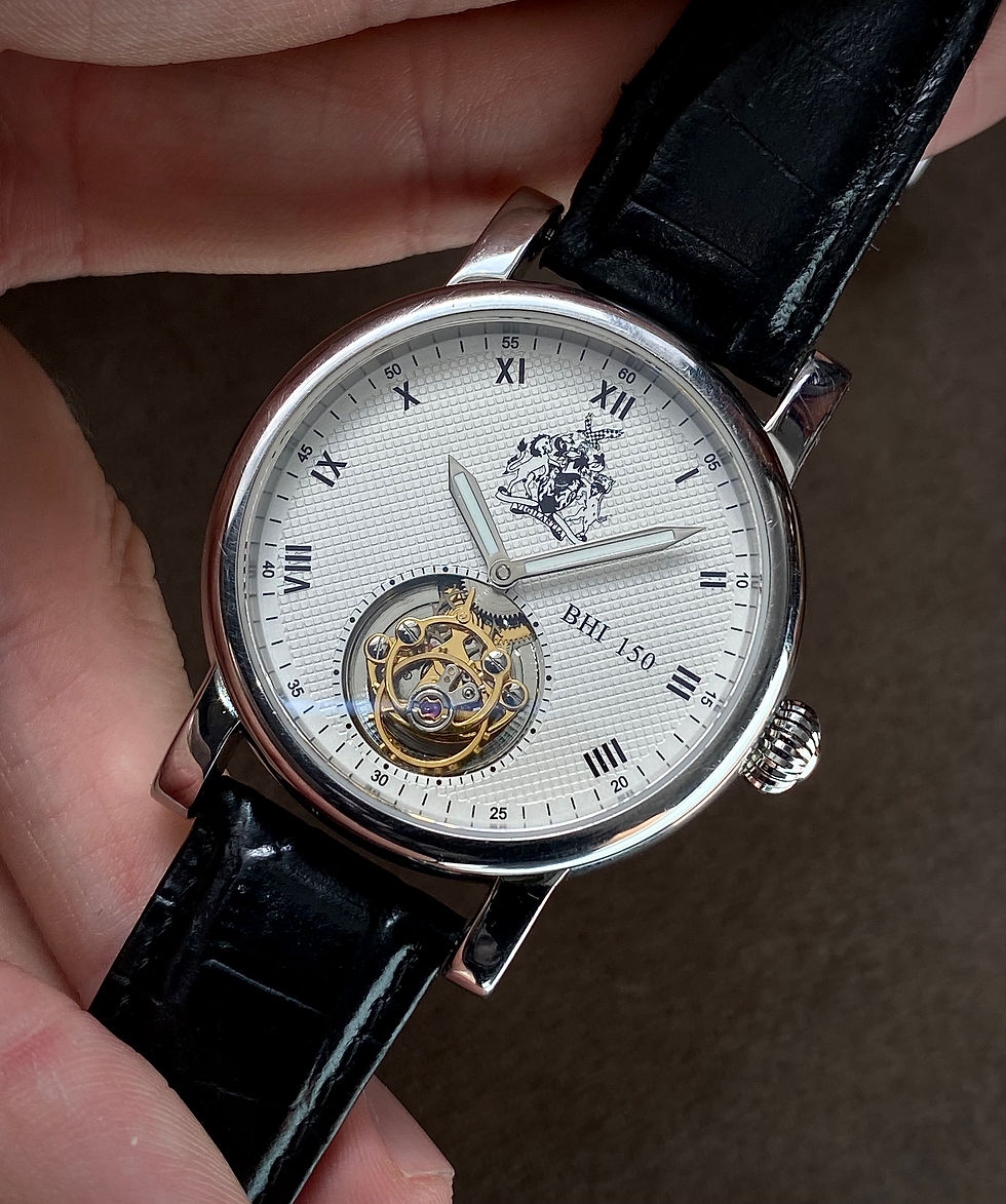 Thumbnail: 2008 BHI 150 Flying Tourbillion steel case watch engine turned dial Liaoning5010