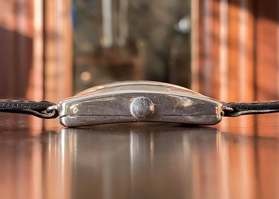 Thumbnail: Art Deco 1920's Silver Wyler watch, exploding dial, curved rectangular 27mm x 42