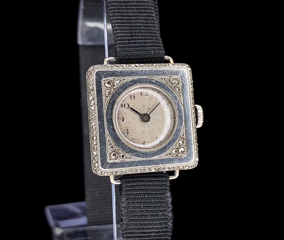 Thumbnail: 1910 Leon Hatot French Art Nouveau ladies 18ct white gold rose cut diamond watch