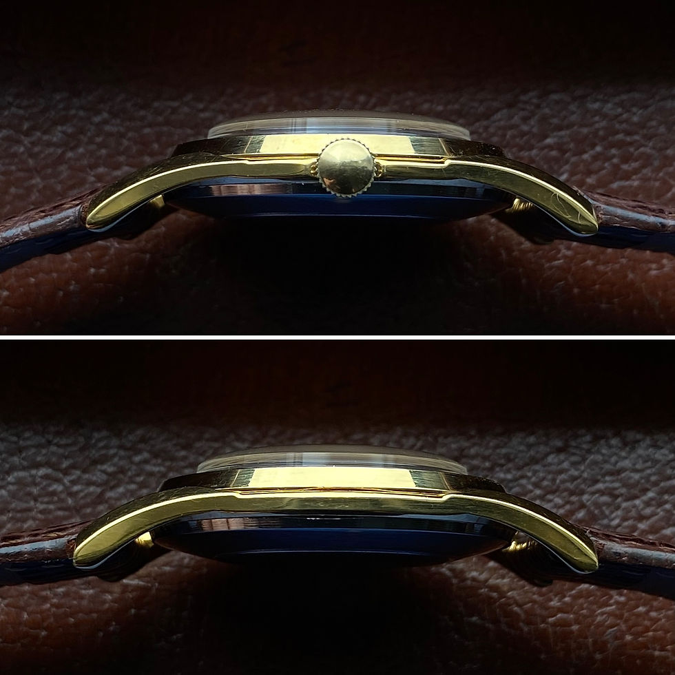 Thumbnail: Near NOS 1950s Vesta dress watch arabic numeral bezel luminous syringe hands AS