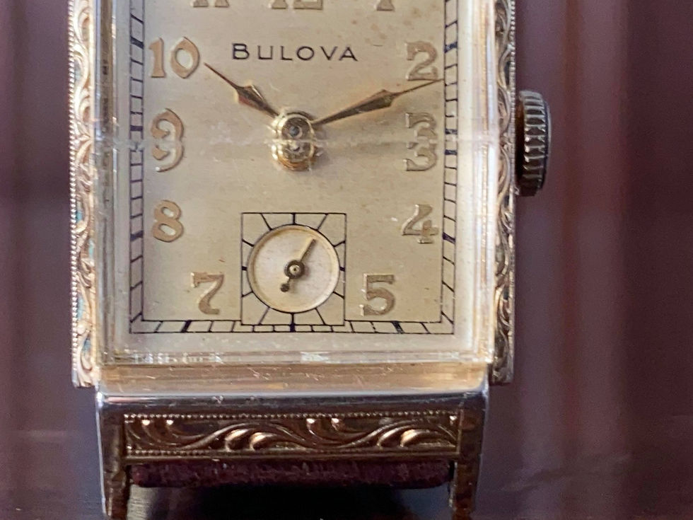 Thumbnail: 1949 Bulova Aeronaut watch, 10AE movement, Serviced, signed crown, 22mm x 31mm