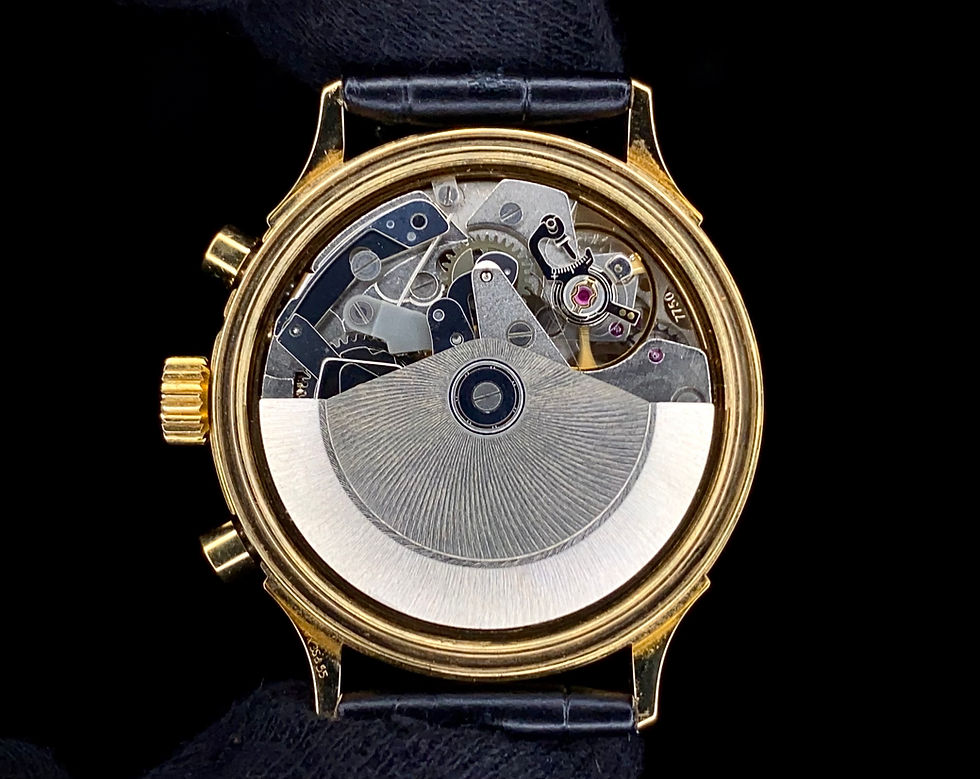 Thumbnail: 1990s La Vallee Chronograph Moonphase date pointer watch Valjoux 7750 gold plate