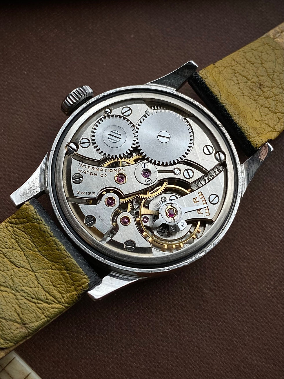 Thumbnail: 1948 IWC Miliary style steel cased luminous Arabic central seconds watch cal 89