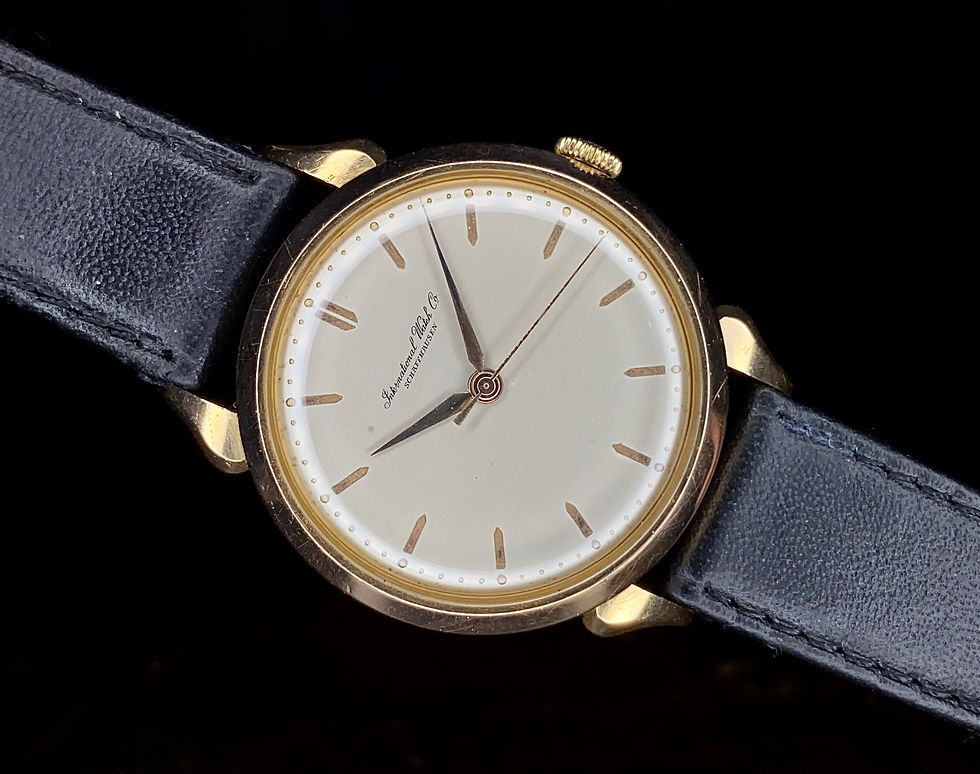 Thumbnail: 1953 IWC 18ct rose gold Horn lug dress watch, Charles Dubois case, cal 89