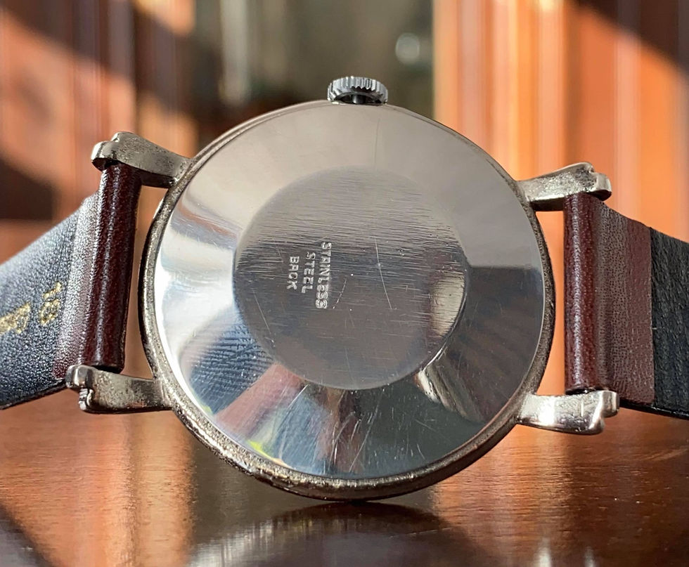 Thumbnail: Oversized 37mm 1950s Pierce dress watch with Ribbed Tear drop lugs Bronzed hands