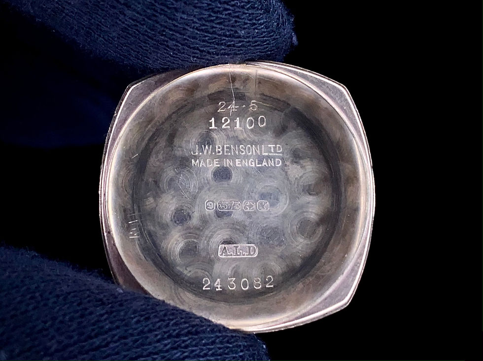Thumbnail: 1948 9ct gold JW Benson Cushion case dress watch, syringe hands, 29mm