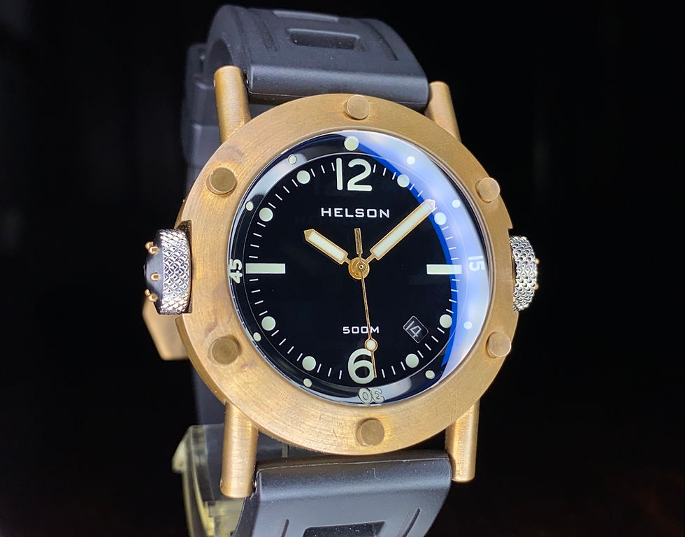 Thumbnail: 2014 Helson Porthole Bronze Titanium Diver watch, ETA 2824-2 44mm box & papers