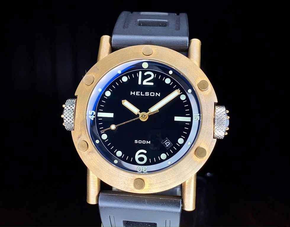 Thumbnail: 2014 Helson Porthole Bronze Titanium Diver watch, ETA 2824-2 44mm box & papers