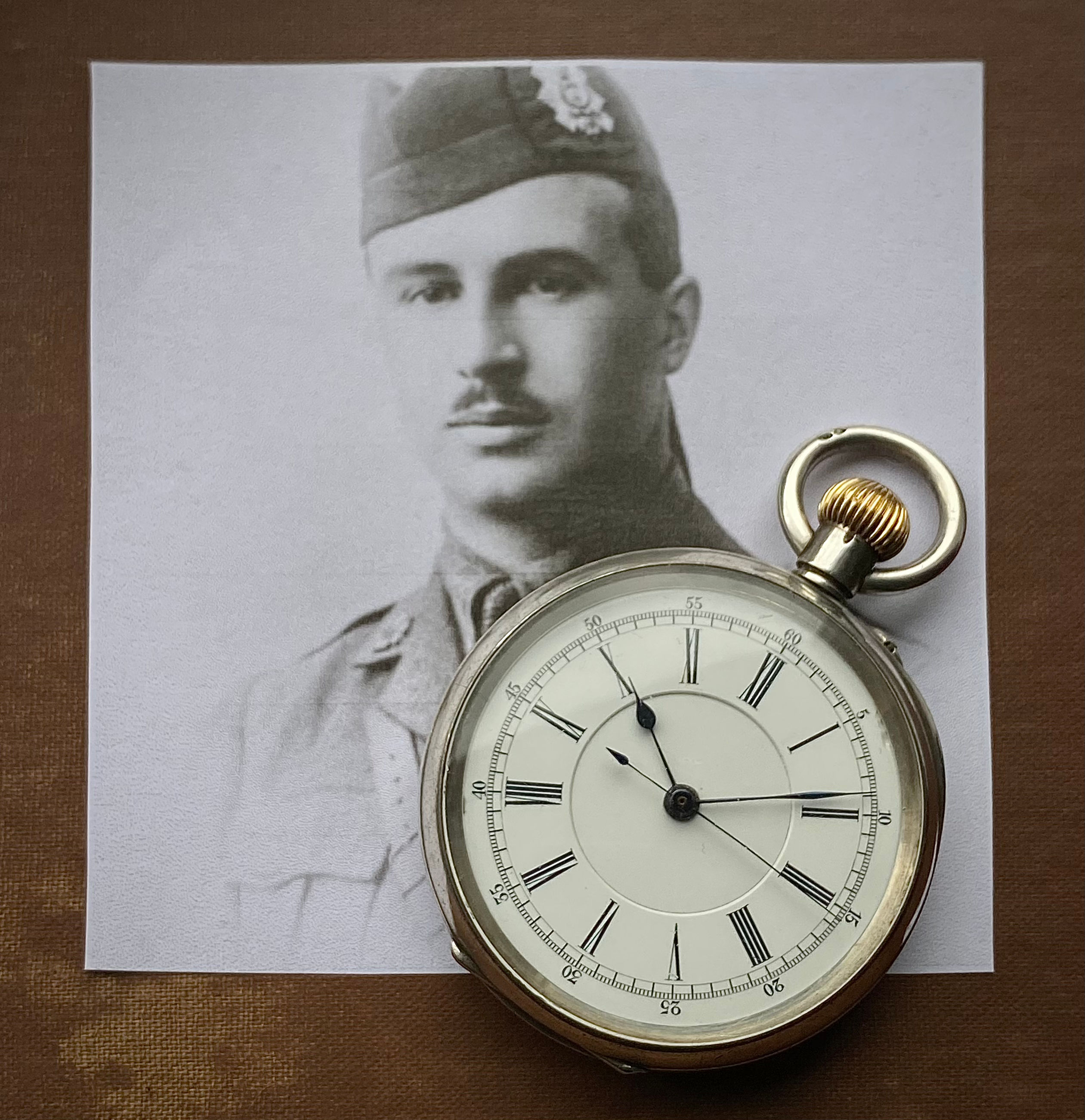 WW1 interest 1907 Silver Centre Seconds pocket watch Wiliam George Teacher KIA