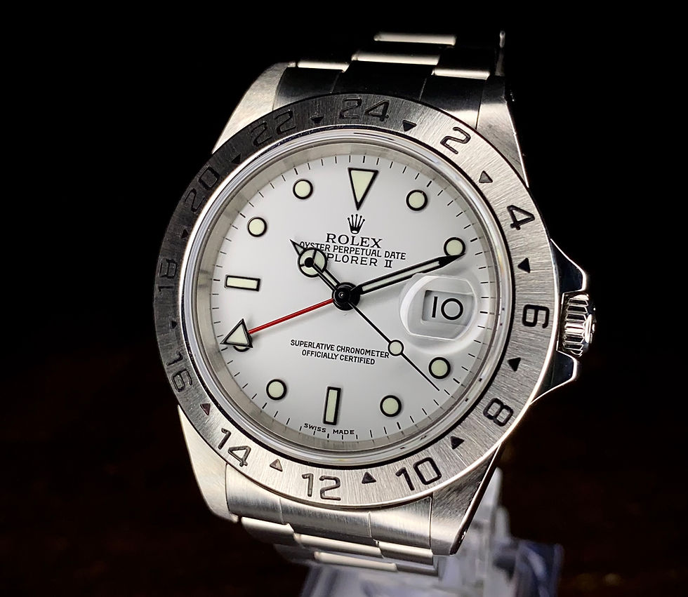 Thumbnail: 2001 Rolex Explorer II Polar White dial Ref 16570, bracelet, full box & papers