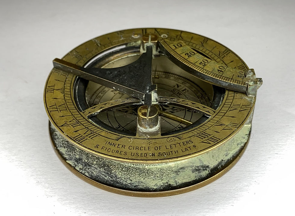 Thumbnail: 19th Century English Equinoctial Pocket Compass Inclining Sundial Steward London