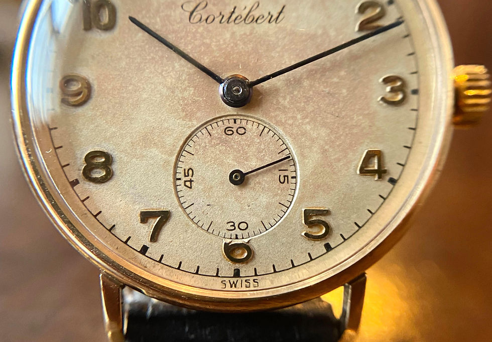 Thumbnail: 1948 9ct gold Cortebert dress watch, high grade cal 665 movement