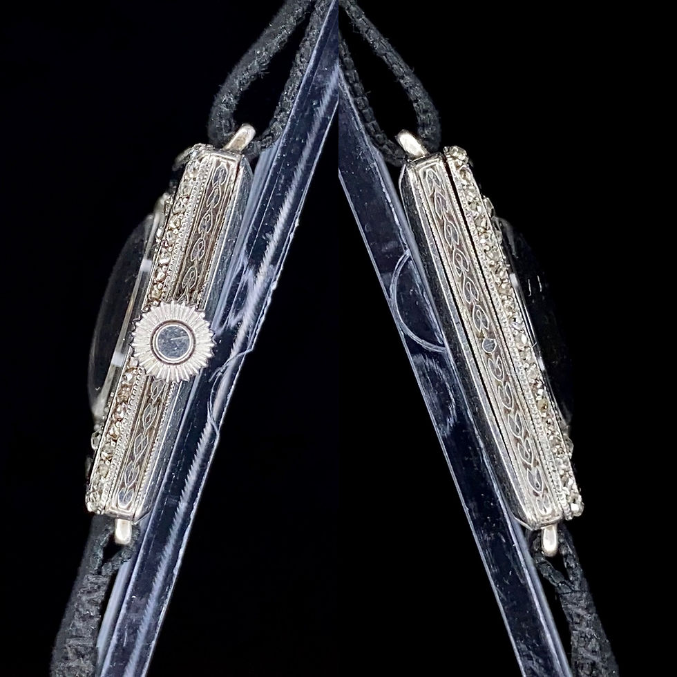 Thumbnail: 1910 Leon Hatot French Art Nouveau ladies 18ct white gold rose cut diamond watch
