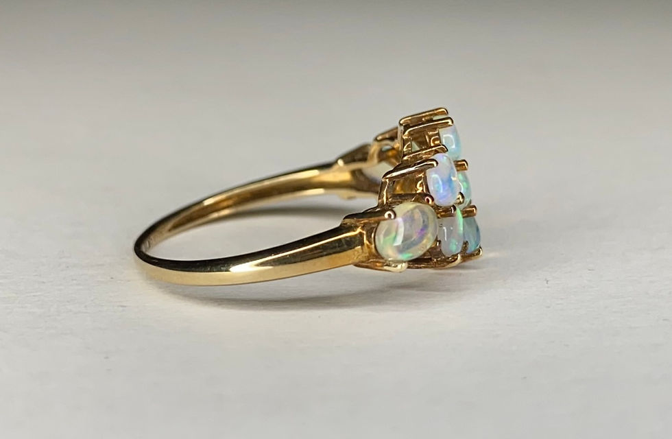 Thumbnail: 2011 9ct yellow gold 9 Opal cluster ring Birmingham assay 1.8g UK Size O
