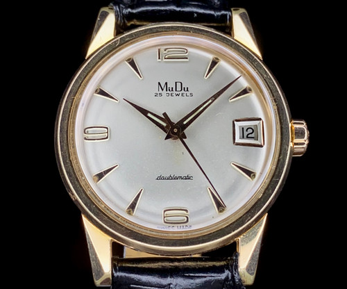 1960s Mudu Doublematic Automatic Rose Gold filled watch with Date