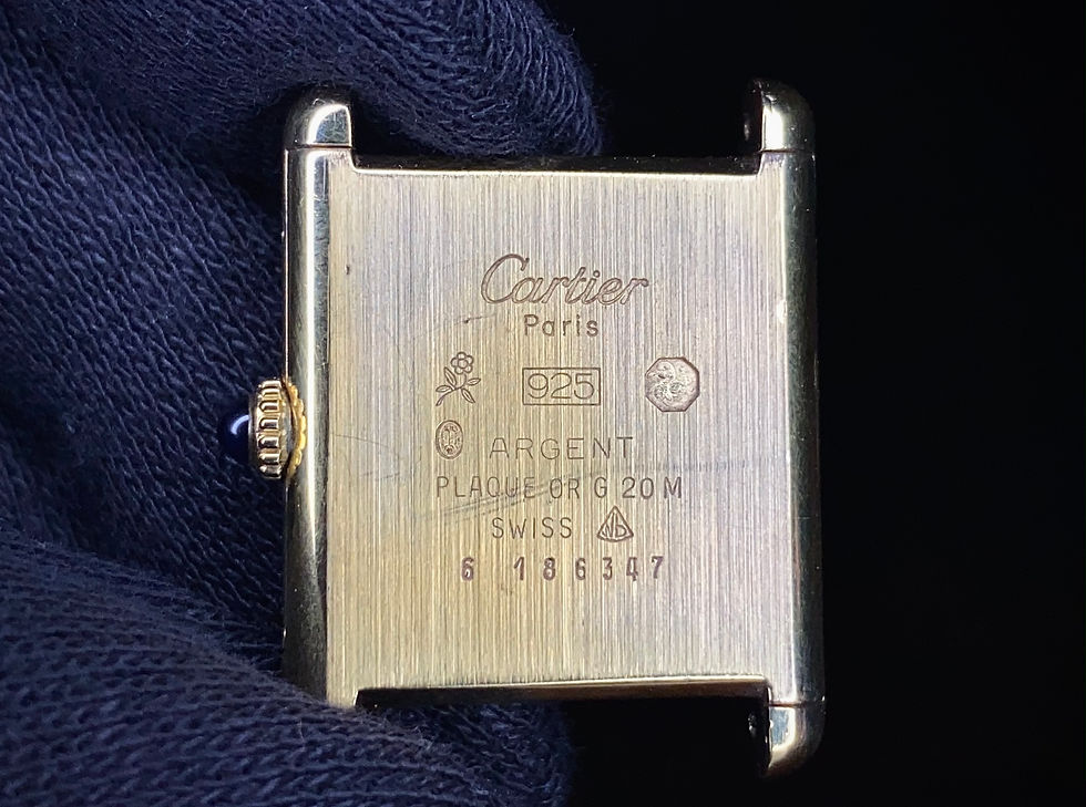 Thumbnail: 1990s Must De Cartier Tank Vermeil manual wind watch silver gilt case, ETA 2512