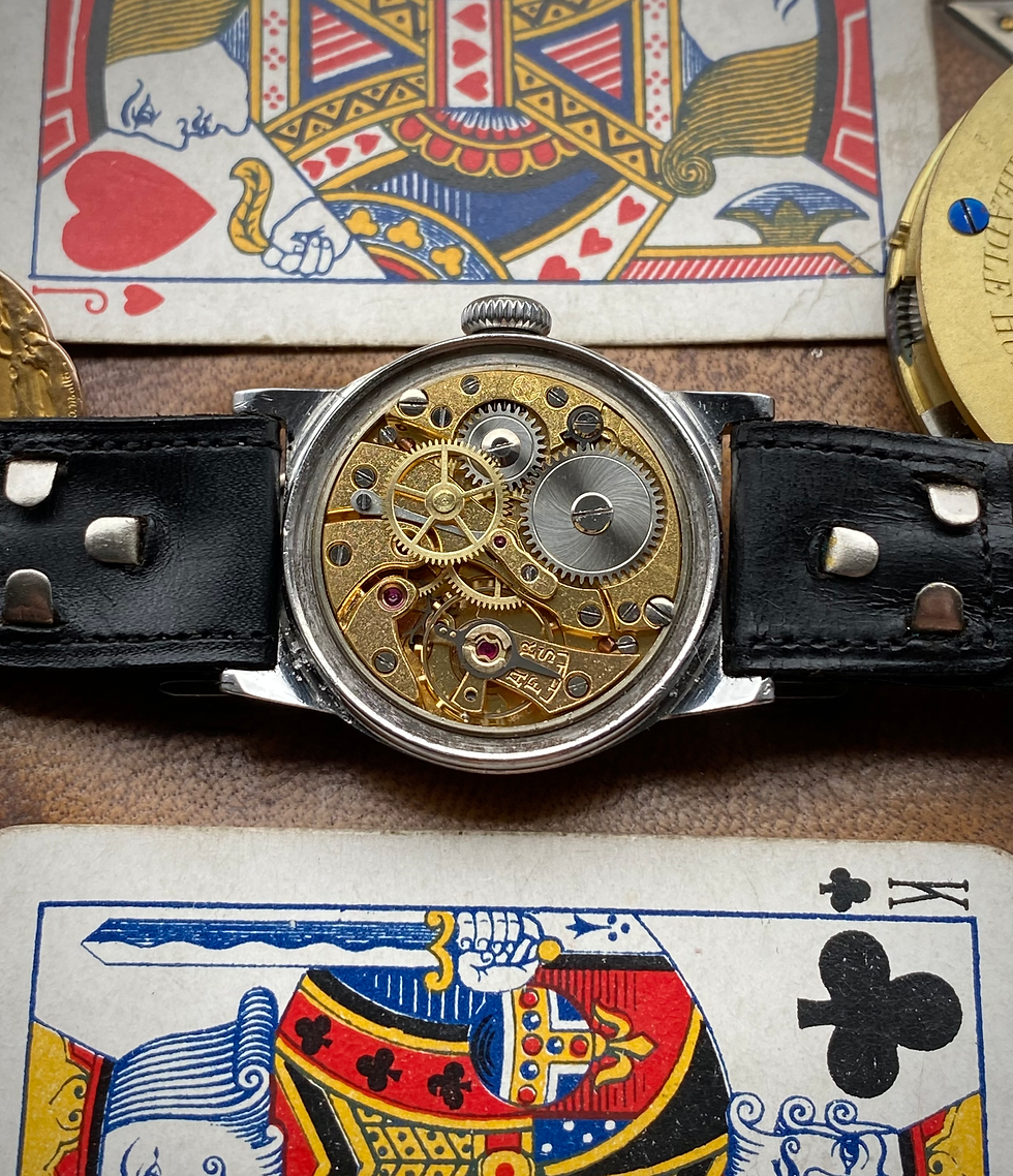 Thumbnail: 1940s West End Watch Co Sowar Prima Steel FB case broad luminous central seconds